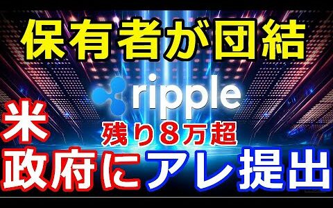 仮想通貨リップル（XRP）XRP保有者が団結『米政府に〇〇提出』残り8万超！期限は1月28日