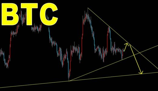 【仮想通貨BTC ビットコイン】大きな動きに注意してください。直近は上に振った後に下落させ反転させるとみる