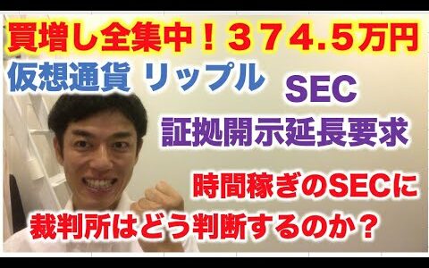 仮想通貨 リップル 買増し全集中！374.5万円分 SEC証拠開示延長要求 時間稼ぎのSECに裁判所はどう判断するのか？