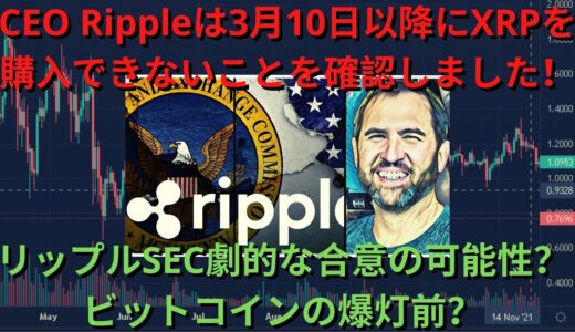 ⚠️リップルビットコインイーサリアム – CEO Rippleは3月10日以降にXRPを購入できないことを確認しました！リップルSEC劇的な合意の可能性？ ビットコインの爆灯前？ XRPを10ドルに！