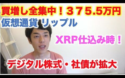 仮想通貨 リップル 買増し全集中！375.5万円分 XRP仕込み時！デジタル化進む！