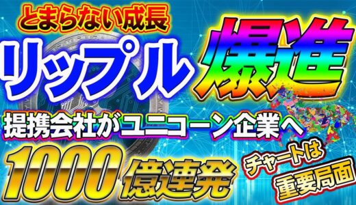 【仮想通貨リップル】XRP止まらない成長!チャートは超重要局面!!企業価値1000億超えのユニコーン会社と提携連発!!
