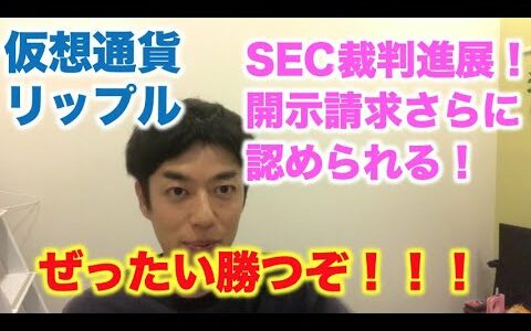 仮想通貨 リップル SEC裁判進展！内部開示請求認められる！SECさらにピンチ！ぜったいXRP勝つぞ！！