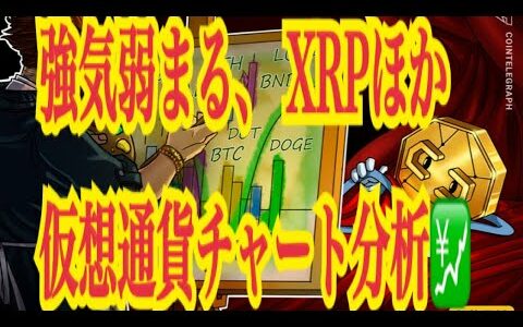 【仮想通貨リップルXRP情報局】強気弱まる、XRPほか仮想通貨チャート分析！！