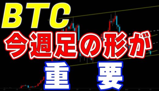 【仮想通貨ビットコイン】上目線は変わっていません。目先は戻り売りに注意。今週足の決まり方が今後を左右する