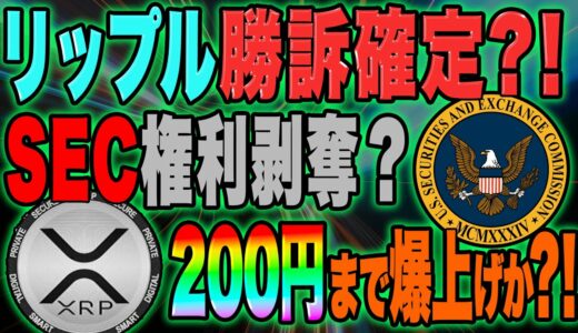 【XRP(リップル)】リップル勝訴確定？！SEC権利剥奪？法律関係者から猛批判！200円まで爆上げか？！【仮想通貨】【裁判】【Swell】