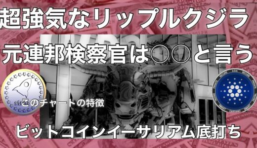 ビットコイン　イーサリアムは底を付けている　超強気なリップルのクジラ　ステラルーメンのチャートの特徴　カルダノ　ADAのバブル崩壊チャートは○○です