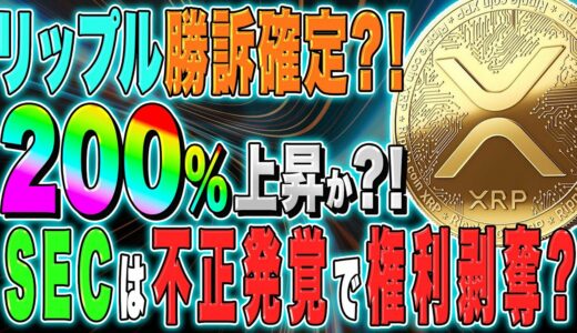 【リップル(XRP)】リップル勝訴確定？！裁判決着で200％上昇なるか？SECは不正発覚で権利剥奪か！！【仮想通貨】【最新】【今後】【ニュース】【ビットコイン】