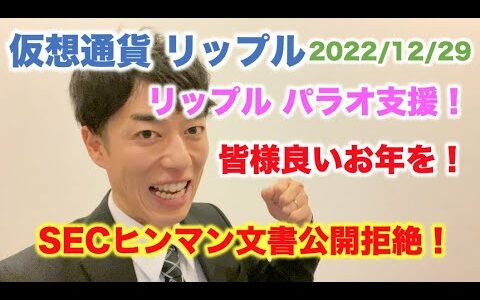 仮想通貨 リップル パラオ支援！ SECヒンマン文書公開拒絶！皆様良いお年を！   2022/12/29