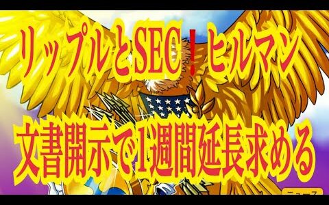 【仮想通貨リップルXRP情報局】リップルとSEC！！ヒルマン文書で1週間延長求める！！