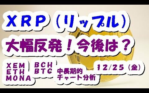 仮想通貨 リップル(XRP)大幅反発！今後は？【12月25日】BCH/XEM/ETH/MONA中長期的チャート分析