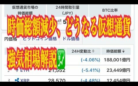 【仮想通貨】リップル最新情報❗️時価総額減少、どうなる仮想通貨、強気相場解説💹