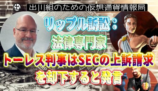 ［20230811］リップル訴訟：法律専門家、トーレス判事はSECの上訴請求を却下すると発言【仮想通貨・暗号資産】