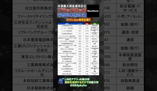 【日本株】ブラックロック銘柄20選