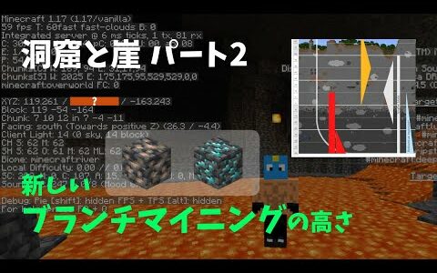 【マイクラ1.20.1】最新のブランチマイニングの高さ （洞窟と崖・パート2で変更）【ダイヤ・鉄】