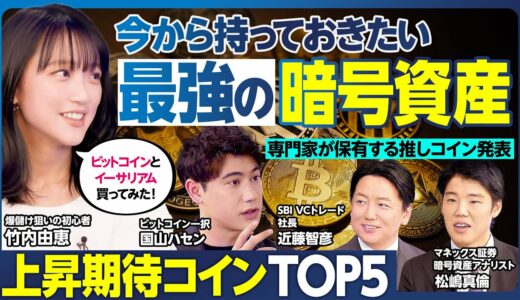 暗号資産BEST5／今から仕込んでおく上昇期待コイン／ビットコインの次／専門家2人が保有する推しコイン／暗号資産デビューした竹内由恵、爆儲けを狙う／ビットコイン一択のハセン【ランキング超分析】