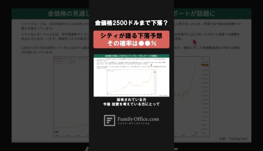 シティグループ予想！金価格『3,000ドル割れ』の弱気シナリオ確率はまさかの○○％